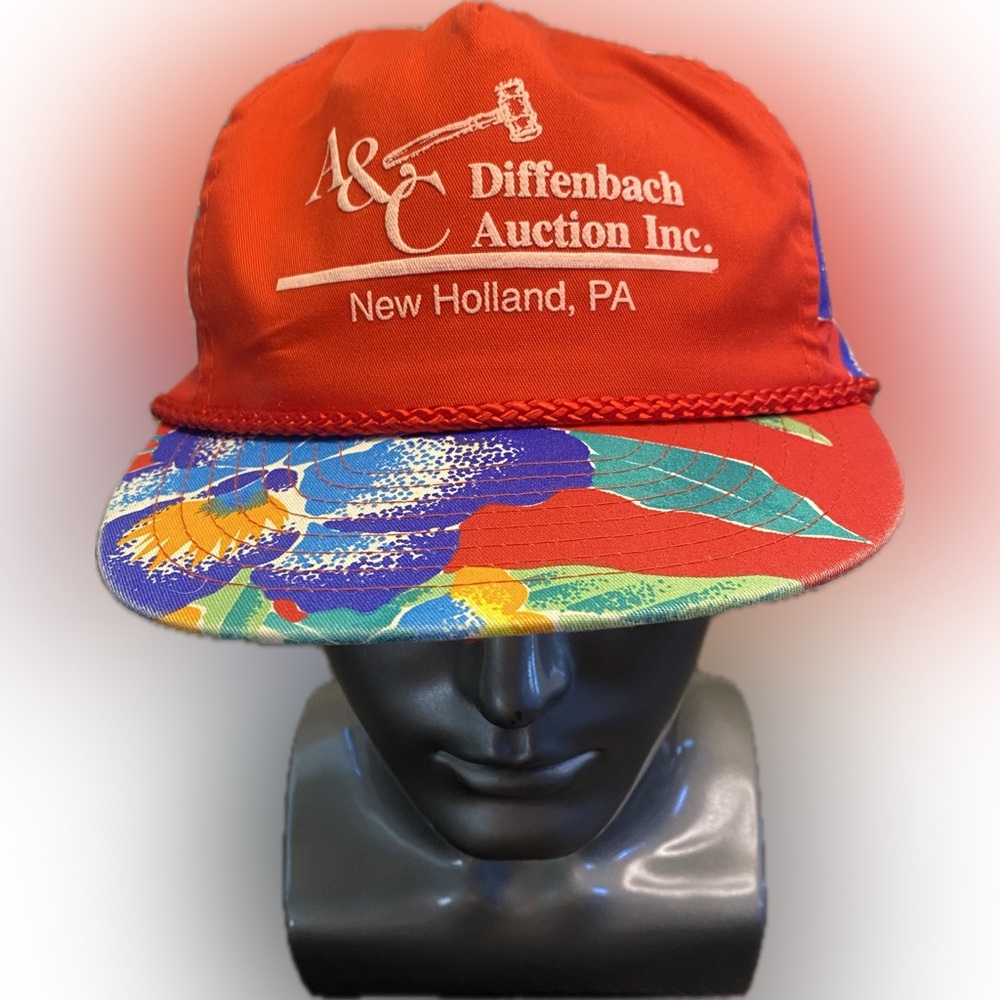 A&C Diffenbach Auction Snapback Hat VTG Rope Cap New Holland Pa Hawaiian 3D Puff